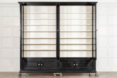 Monumental English Ebonised Mahogany Glazed Bookcase