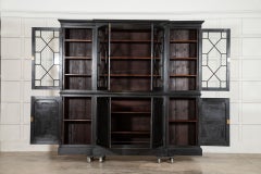 Monumental 19thC English Ebonised Glazed Mahogany Bookcase