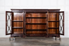 Librería grande de caoba inglesa del siglo XIX con frente acristalado