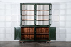 Large 19thC English Painted Pine Glazed Bookcase / Dresser