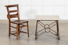 English Mid 20thC Brutalist Wrought Iron & Stone Side Table