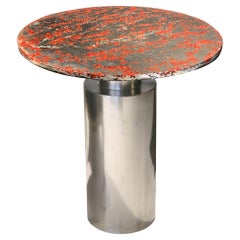 21st Century  Side Table -Totem Red- Pewter Murano Glass Xavier Lavergne France