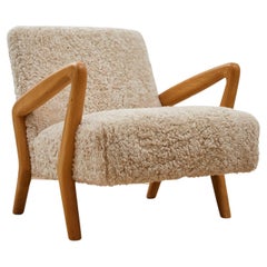 Scandi Sheepskin and Oak Lounge Chair