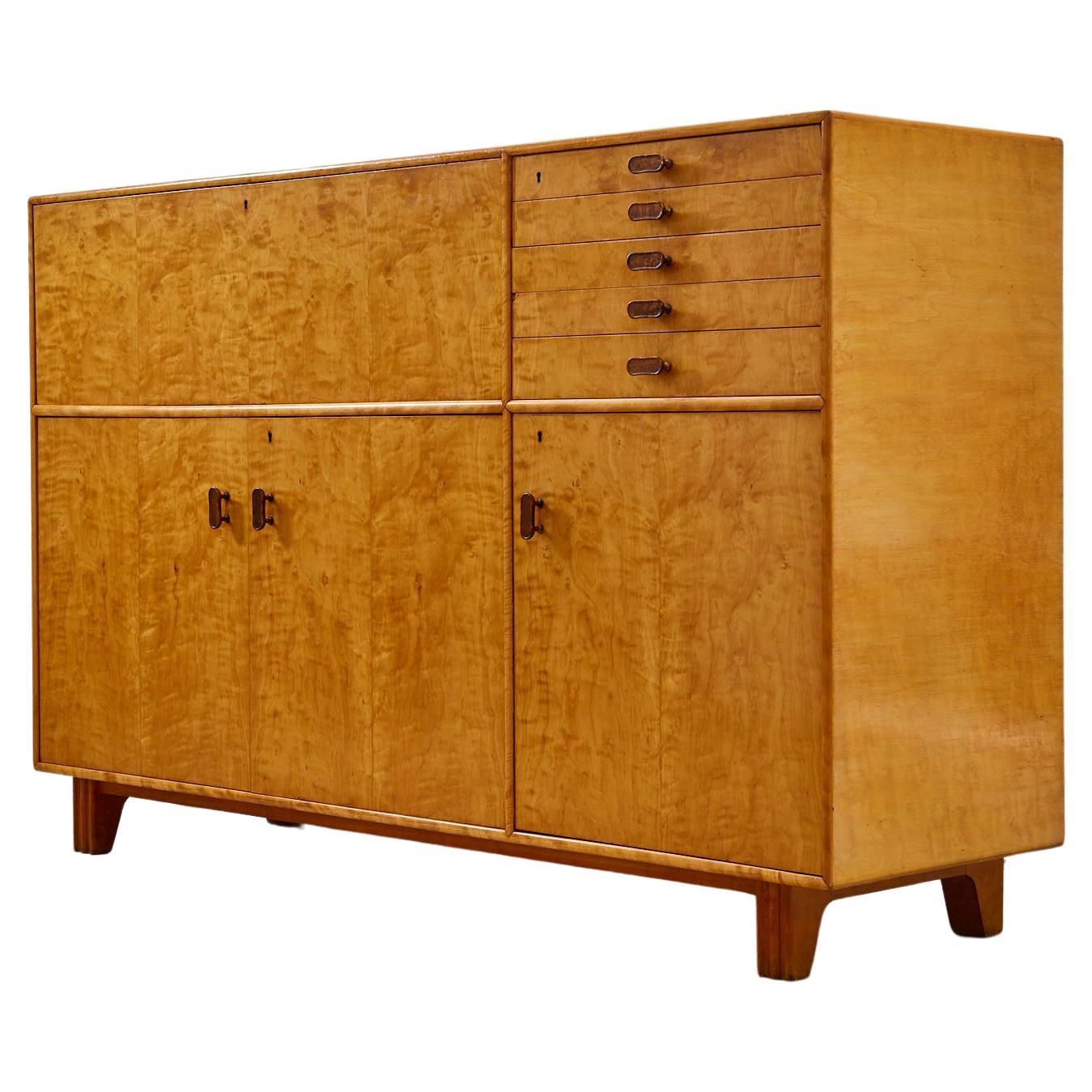 Axel Larsson Bodafors Art Deco Birch Wood Cabinet / Sideboard, 1930's For Sale