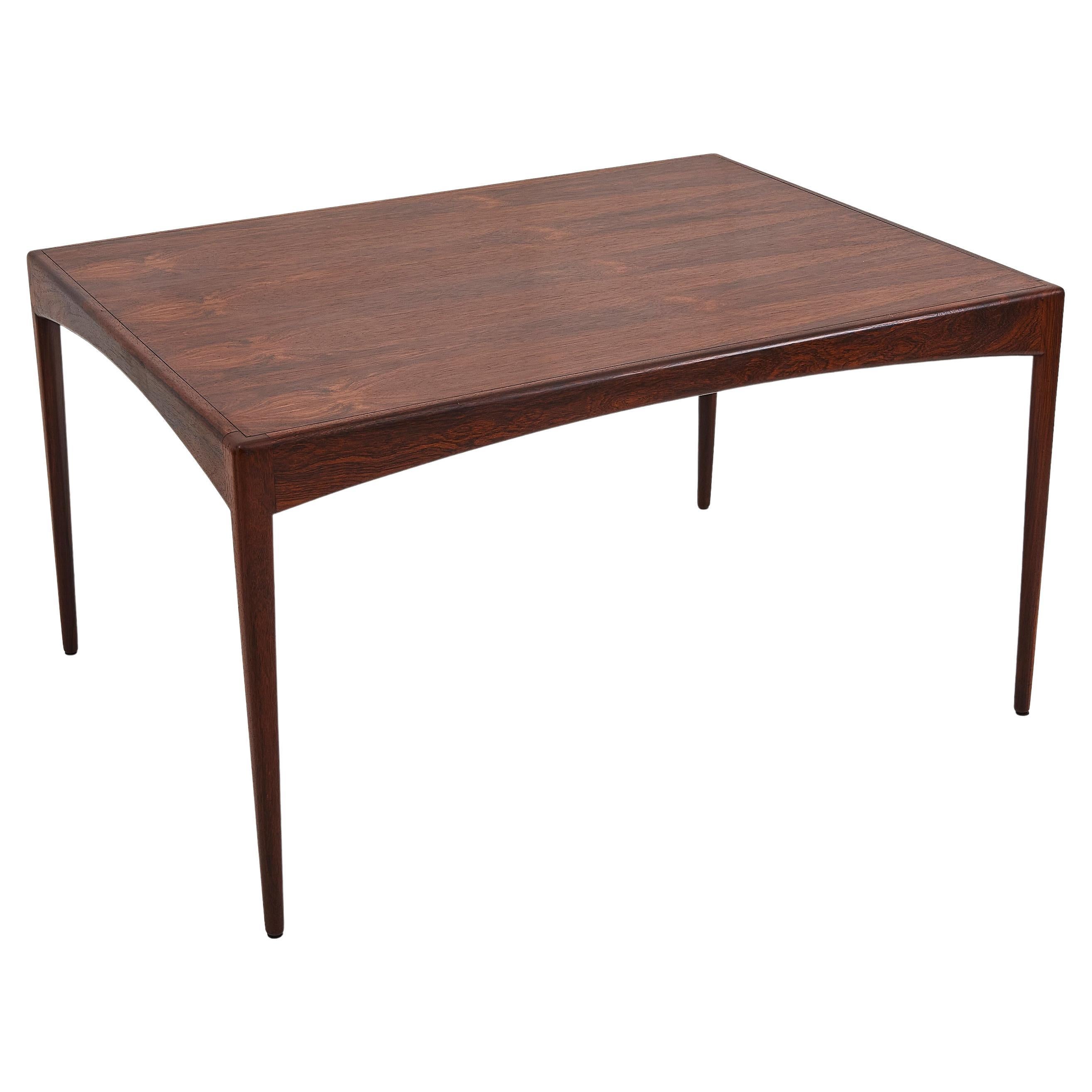 Tavolo e sedie da pranzo in palissandro e pelle nera di Kristian Solmer Vedel in vendita