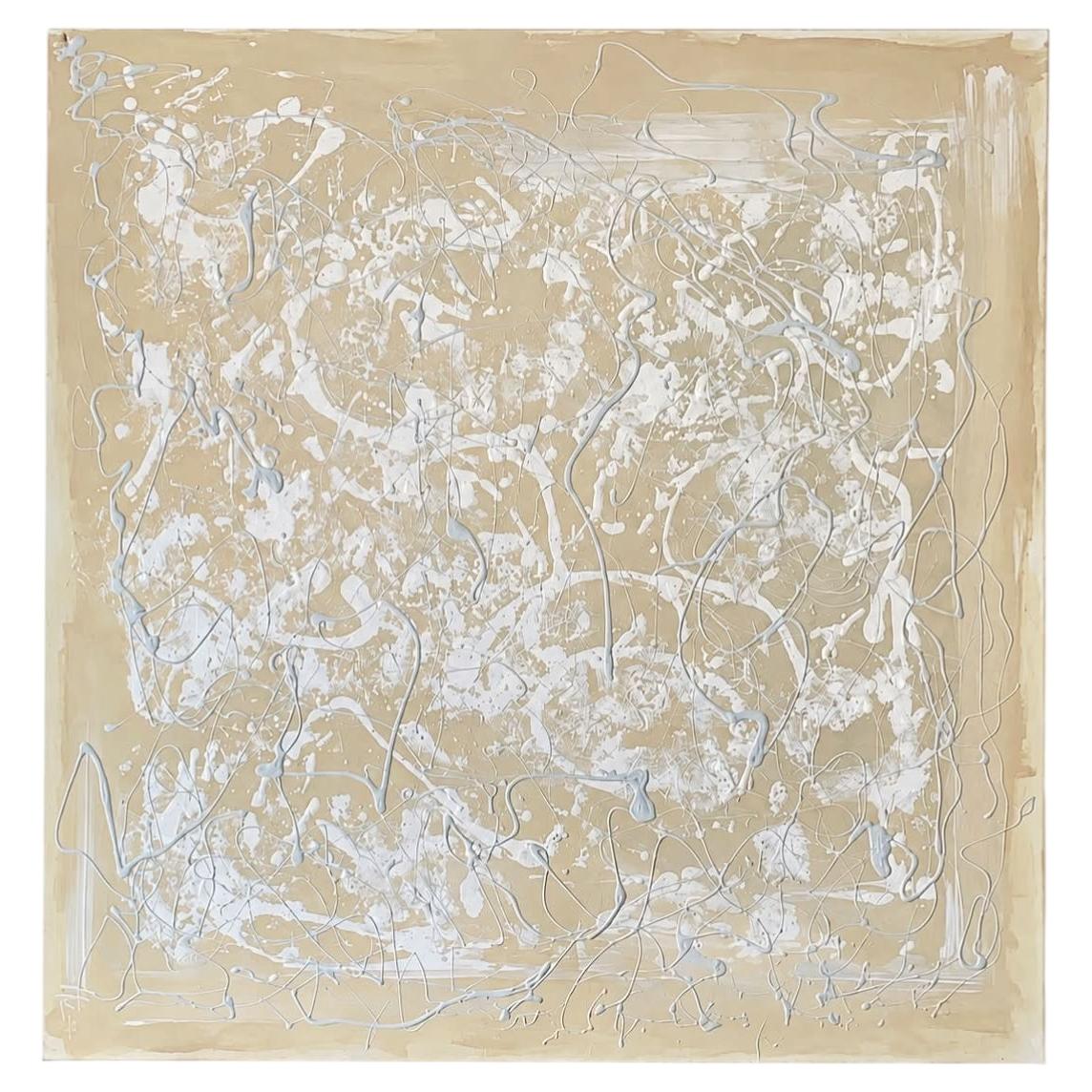 Gran cuadro abstracto contemporáneo con textura sobre lienzo, firmado, 90 x 90 cm