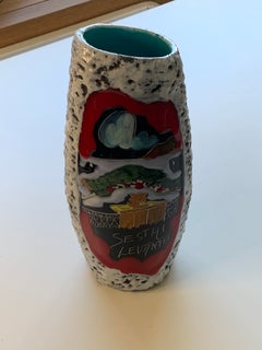 Mid-Century Modern Italian "Fat Lava" Textured Ceramic Landscape Vase by Melior