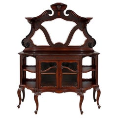 Antique Maple & Co. Art Nouveau Mahogany Mirrored Display Cabinet / Sideboard