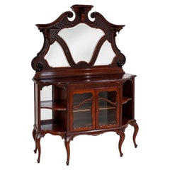 Antique Maple & Co. Art Nouveau Mahogany Mirrored Display Cabinet / Sideboard