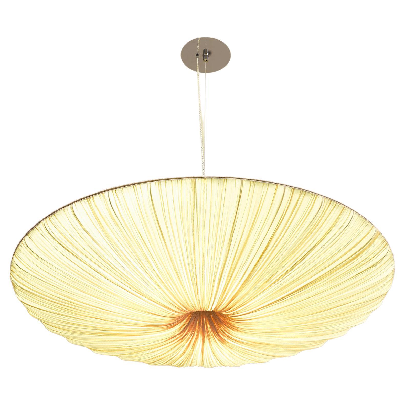 Silk over Metal "Stand By" Pendant Lamp 24 in / 60 cm For Sale