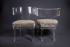 Modern  Hollywood Regency Styled Lucite Klismos Chairs, a Pair