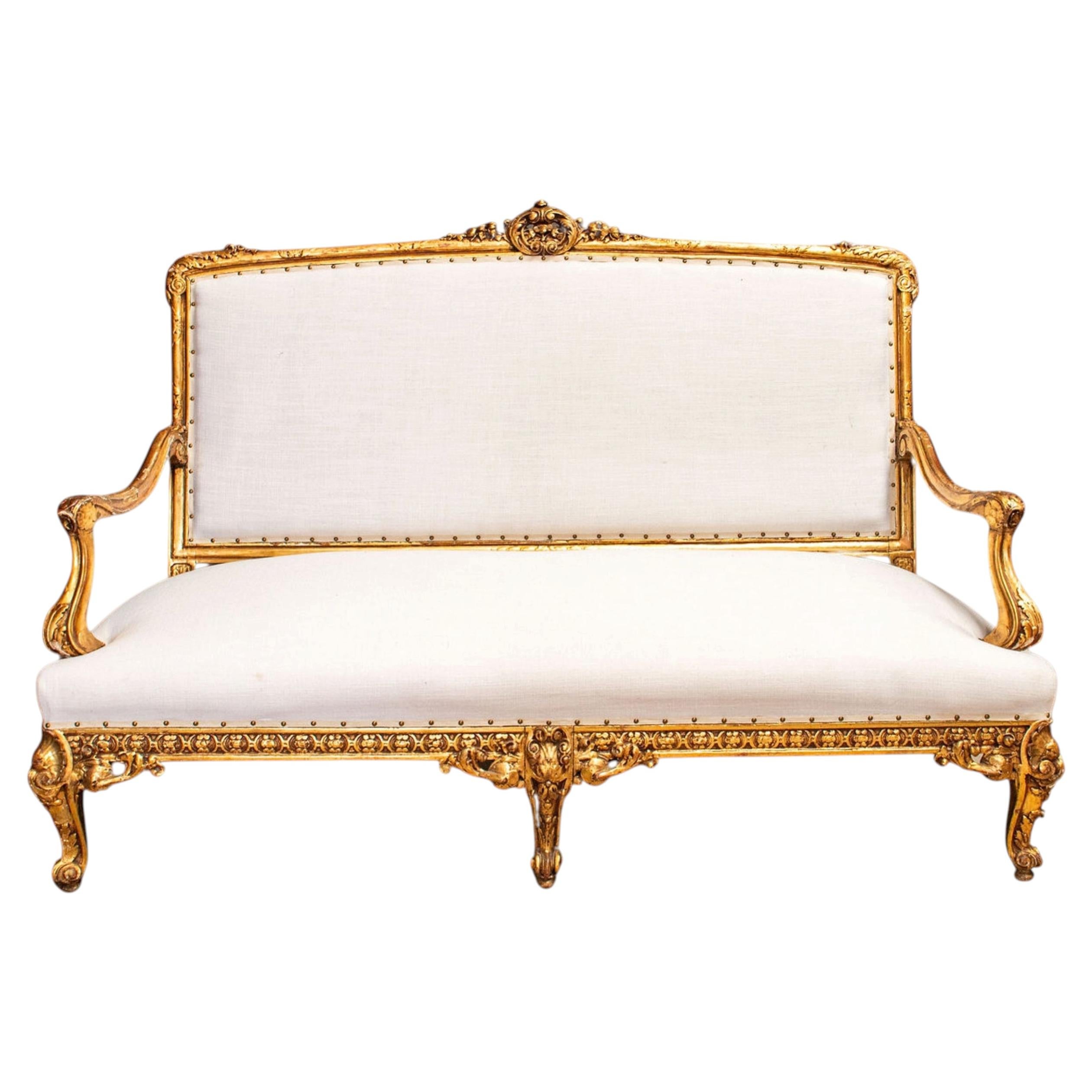 Louis XVI-Giltwood-Sofa aus dem 18.