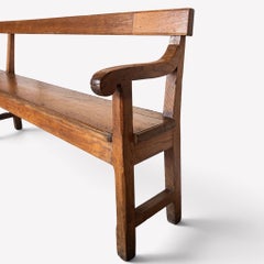 19th Century French Oak Open Arm Bench