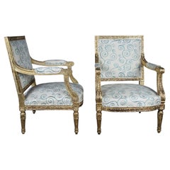 Antique French Neoclassico Stile Luigi XVI Poltrone Fauteuil