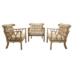 3 Finch Furniture Thomasville Mid-Century Modern Walnut Barrel Back Armchairs