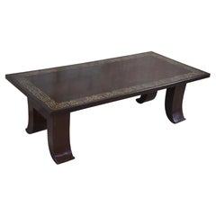 Vintage Chinoiserie Lackierter Rechteckiger Couchtisch Griechischer Schlüssel Inlay