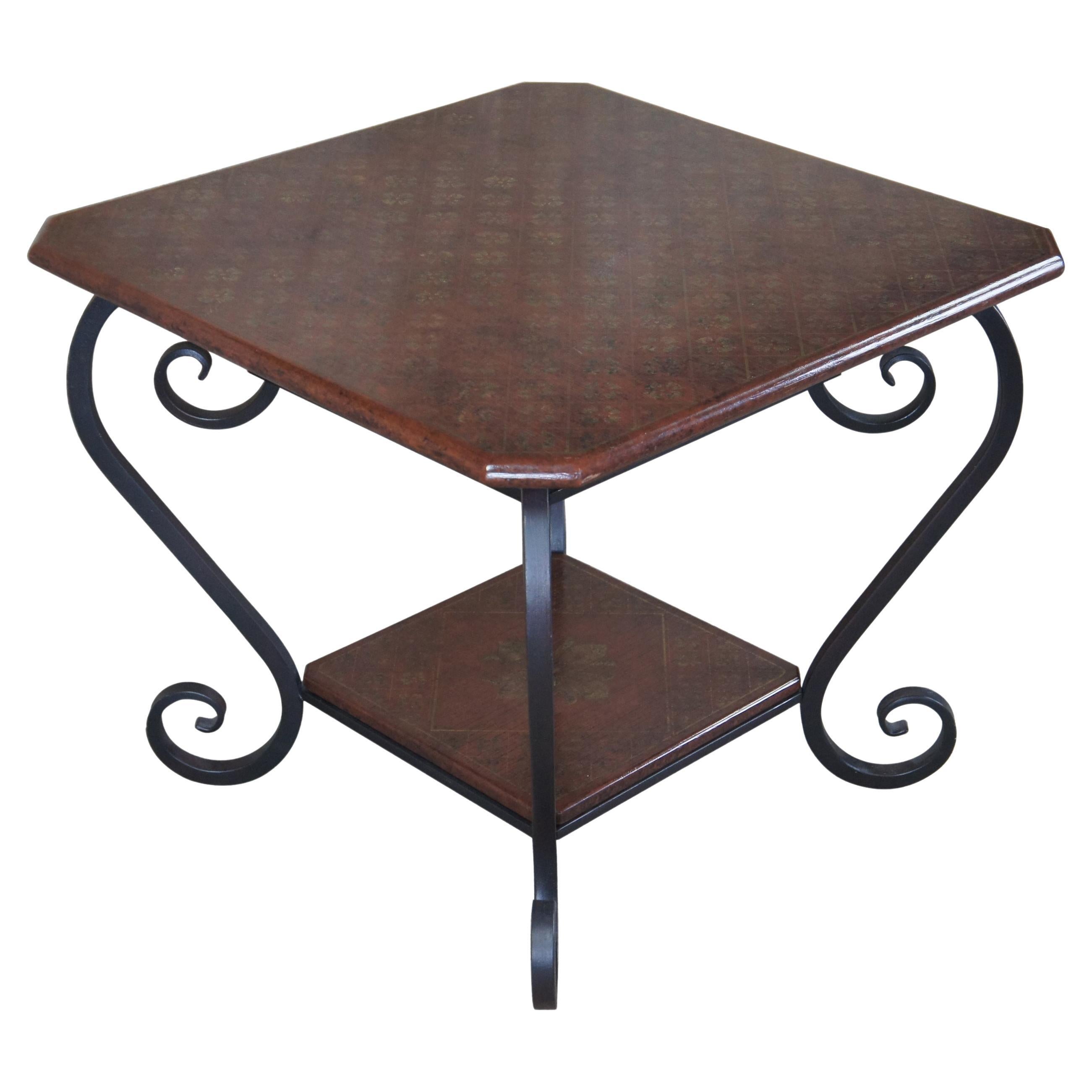 Brunschwig & Fils Vintage French Regency Scrolled Iron & Wood Side Accent Table