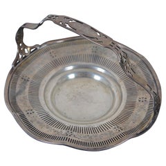 Antigua cesta nupcial eduardiana reticulada Gorham de plata de ley para pastel de pan
