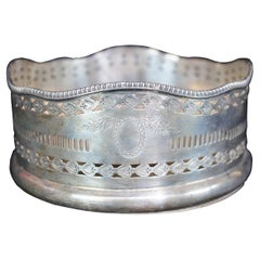 Antique English Georgian Reticulated Pierced Serpentine Wine Bottle Coaster