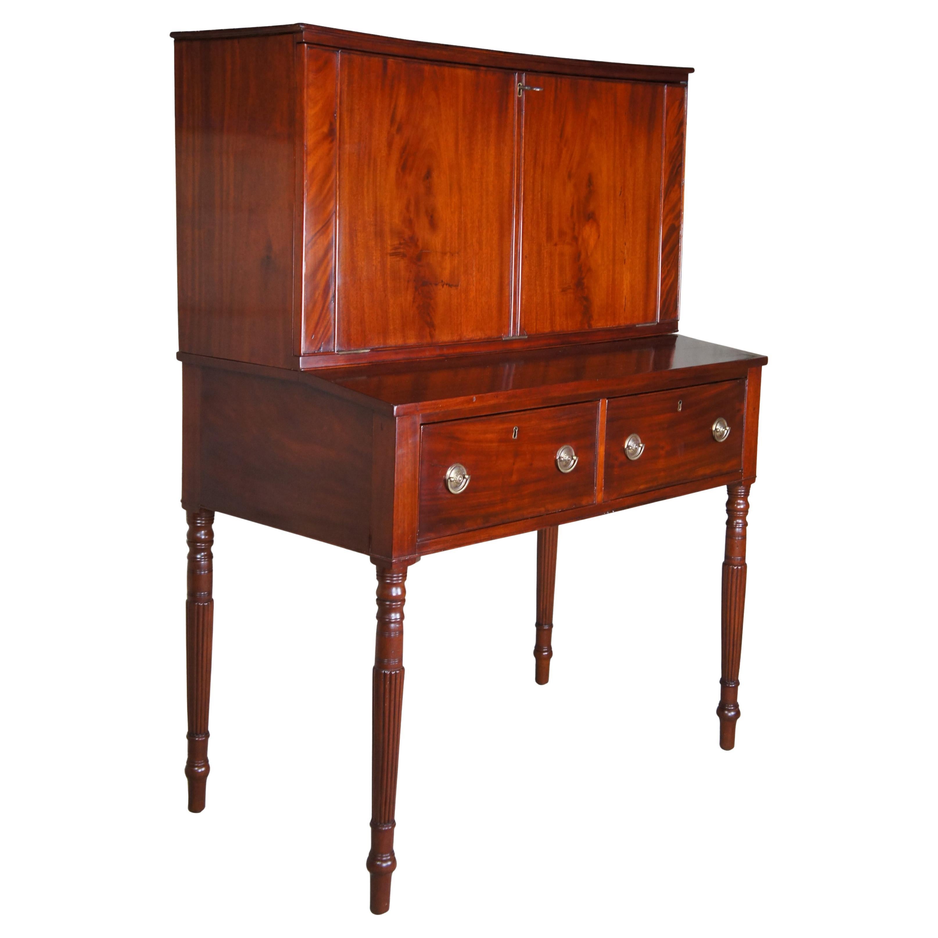 18th Century Antique Federal Sheraton Mahogany Fall Front Secretary Writing Desk