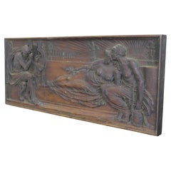 Rare Antique Neoclassical Carved Wood Bas Low Relief Homer Harry Bates Plaque