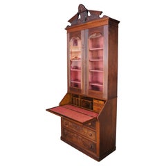 Monumental Antique Victorian Eastlake Walnut Secretary Desk & Bookcase Cabinet