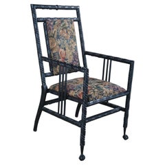 Fauteuil victorien ancien en acajou peint Hunzinger Barley Twist Ball & Claw
