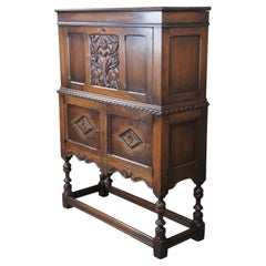 Antique Kittinger Jacobean Spanish Revival American Walnut Carved Secretary Desk
