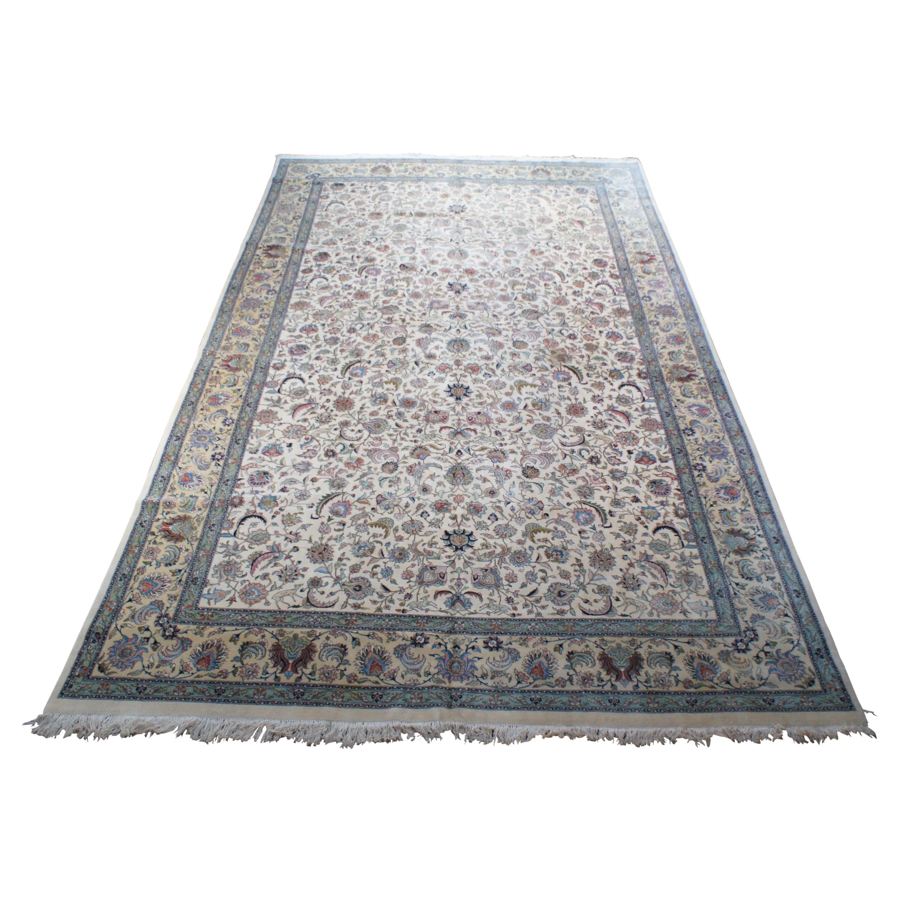 Monumental Persian Tabriz Wool Animal Bird Design Area Rug Carpet 12' x 19' For Sale