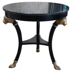 Tavolo da centro Baker French Empire Regency rotondo con piano in granito ebanizzato Gueridon da 28"
