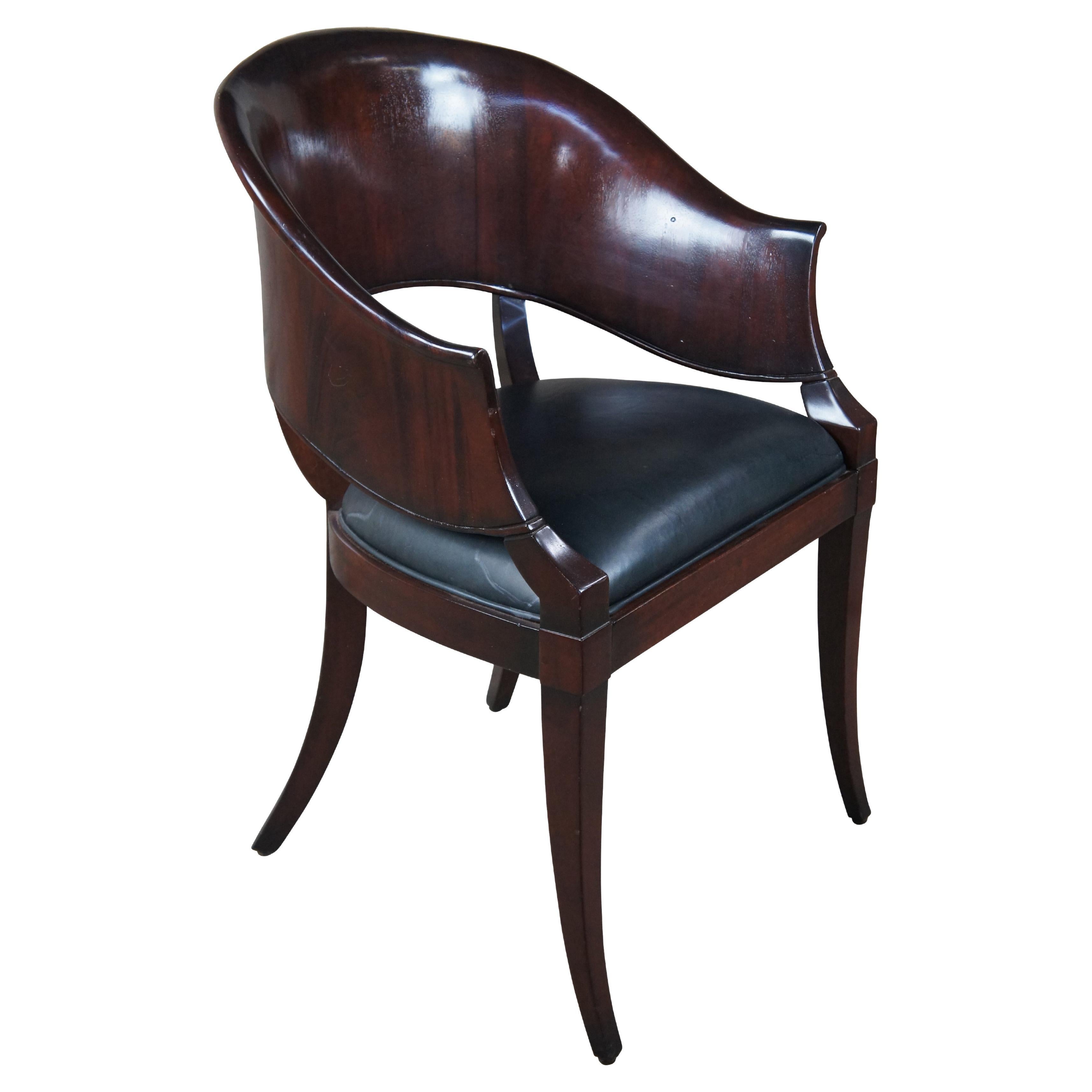 William Switzer Biedermeier French Art Deco Inspired Barrel Back Desk Arm Chair