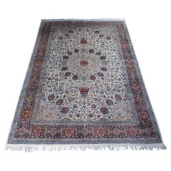 Fine Persian Nain Silk & Wool Ardabil Floral Medallion Area Rug Carpet 9' x 13'