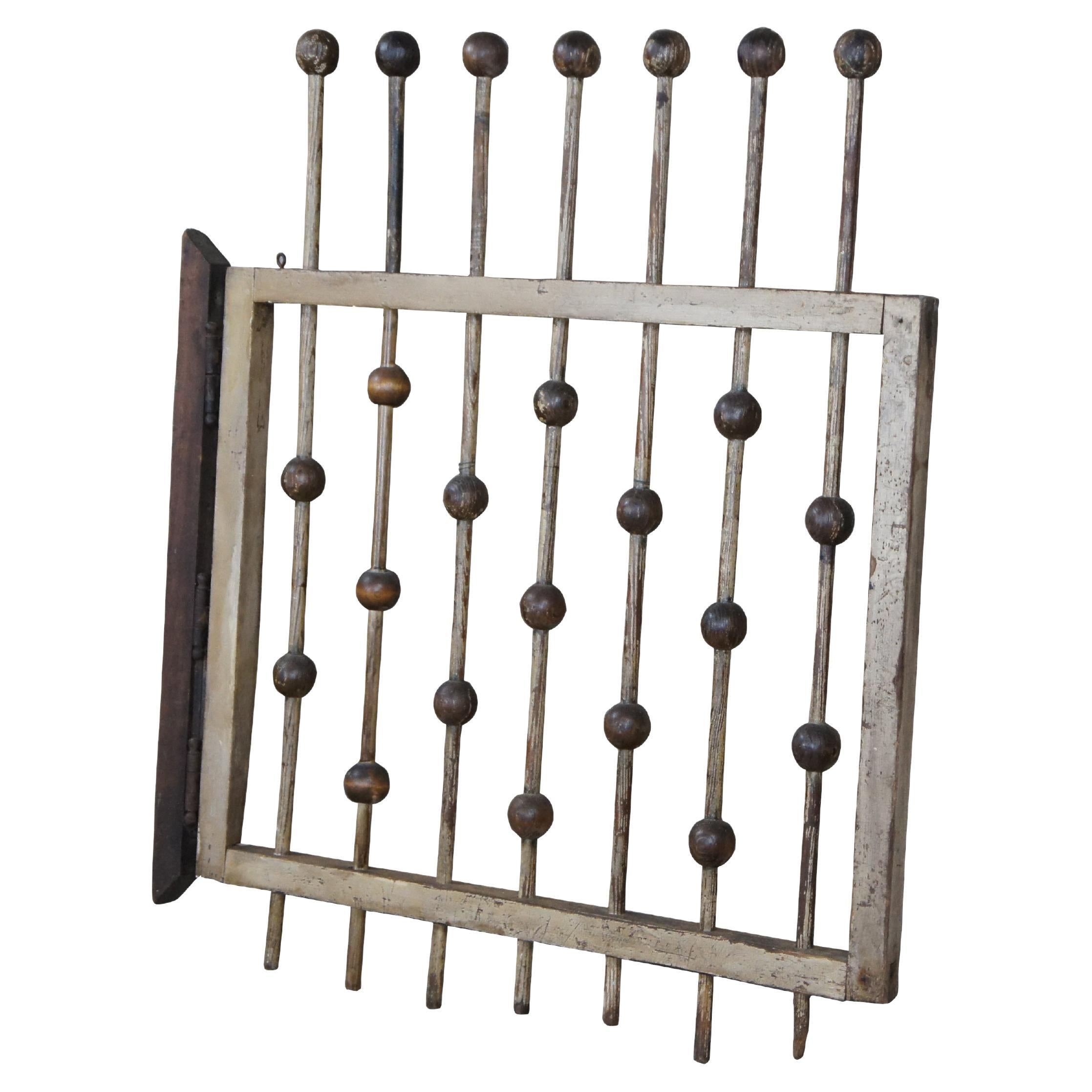 Antique Victorian Ball & Stick Oak Fence Gate Door Architectural Salvage 32"