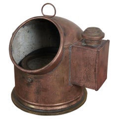Antique Copper Brass Nautical Maritime Gimbal Compass Binnacle Oil Lamp 11"