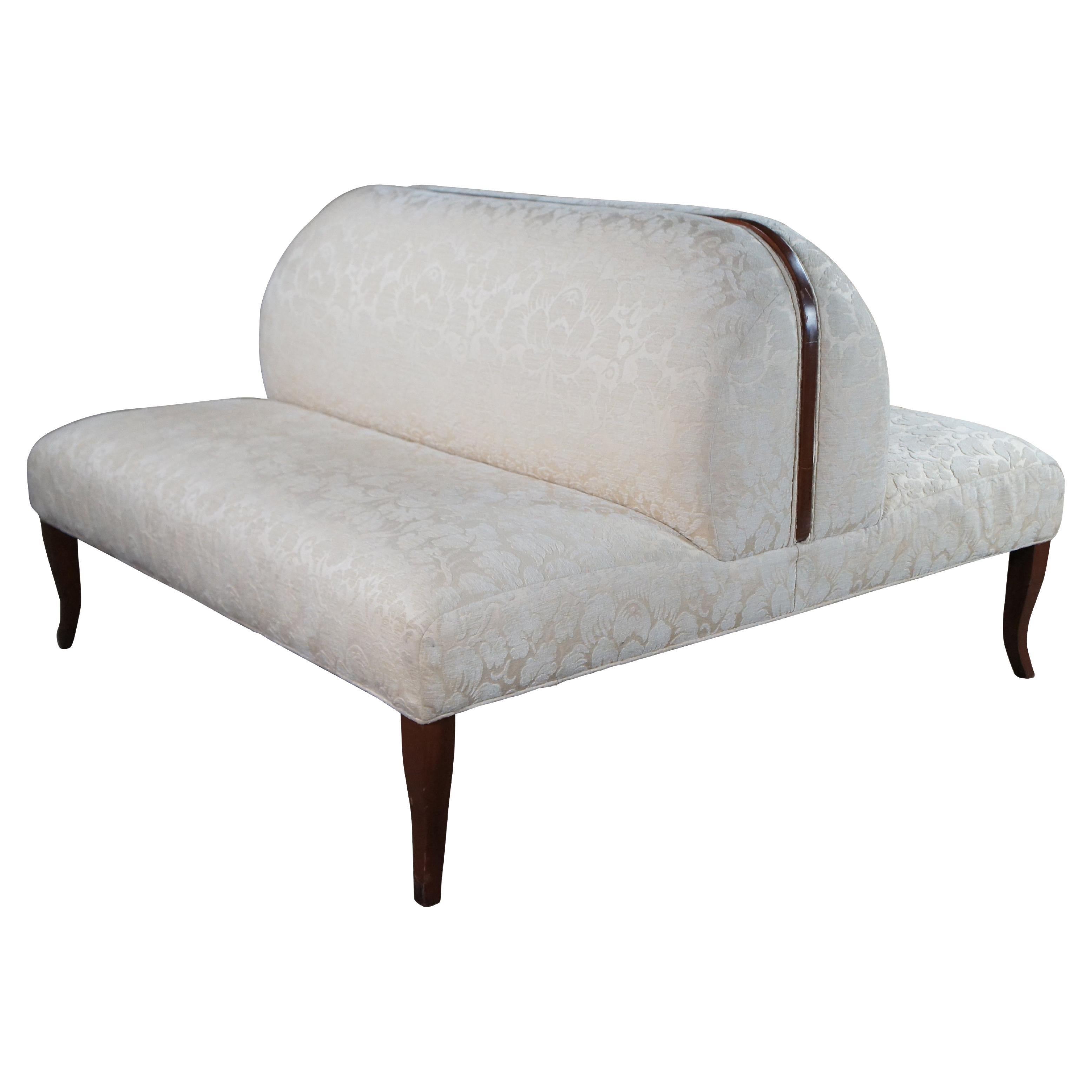 Vintage French Walnut Tete a Tete Double Seat Settee Parlor Bench 54"