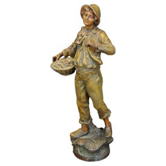 Antique French Georges Maxim La Bonne Recolte Good Harvest Spelter Figurine 13"