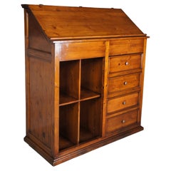 Mid Century English Pine Farmhouse Slant Top Standing Desk Dresser Secretary 59"