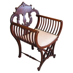 Antiker Mahagoni Lattenrost Acanthus Curule Sattelsitz Sessel