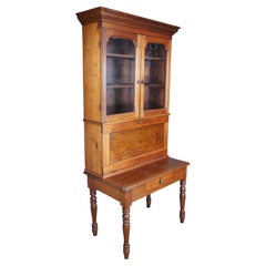 Antike Early American 19. C Plantation Schreibtisch Sekretär Bücherschrank Hutch Cupboard