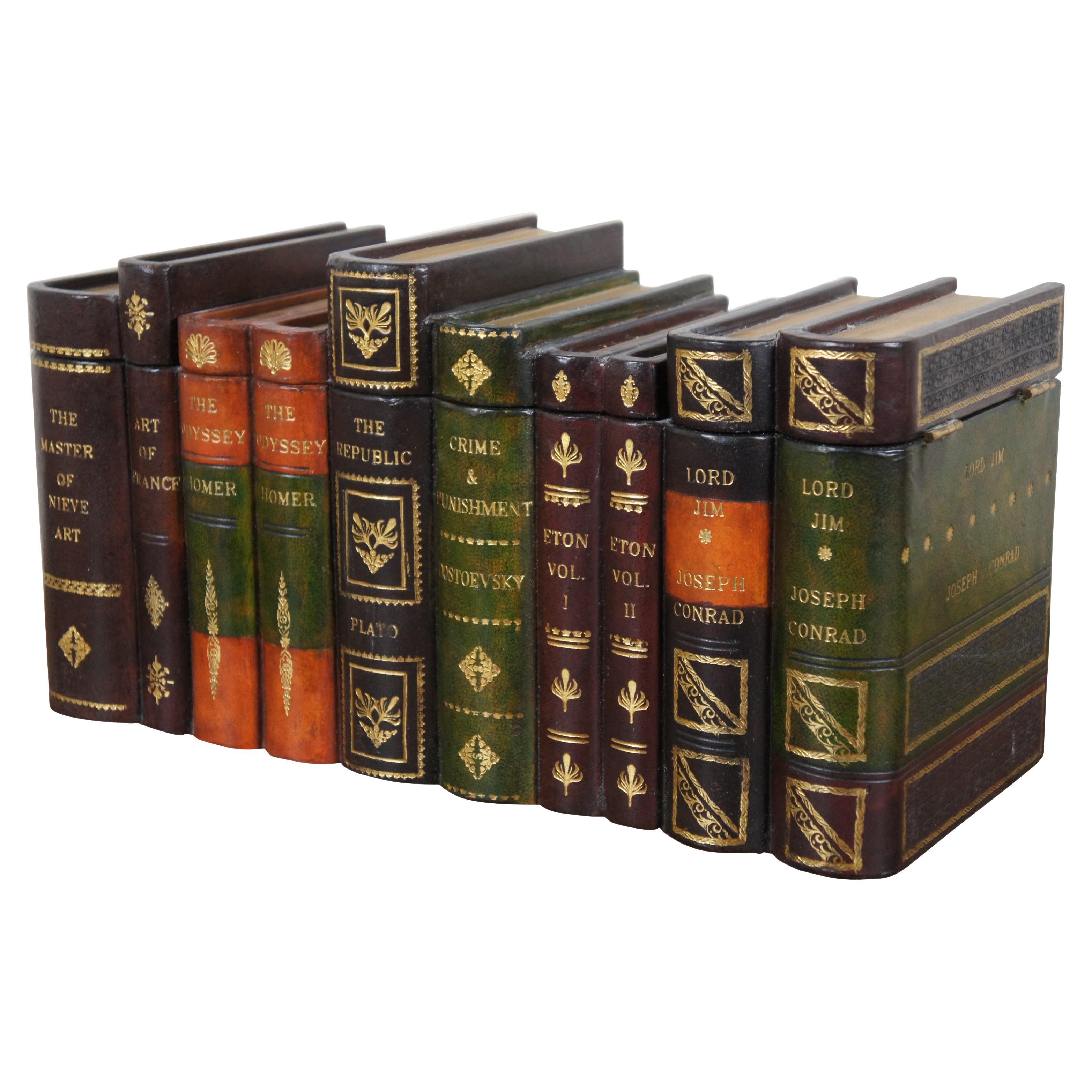 Maitland Smith Caja para libros de imitación de cuero con herramientas 16" (16 cm) en venta