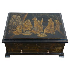 Maitland Smith Caja cofre para cubertería de plata lacada china Chinoiserie
