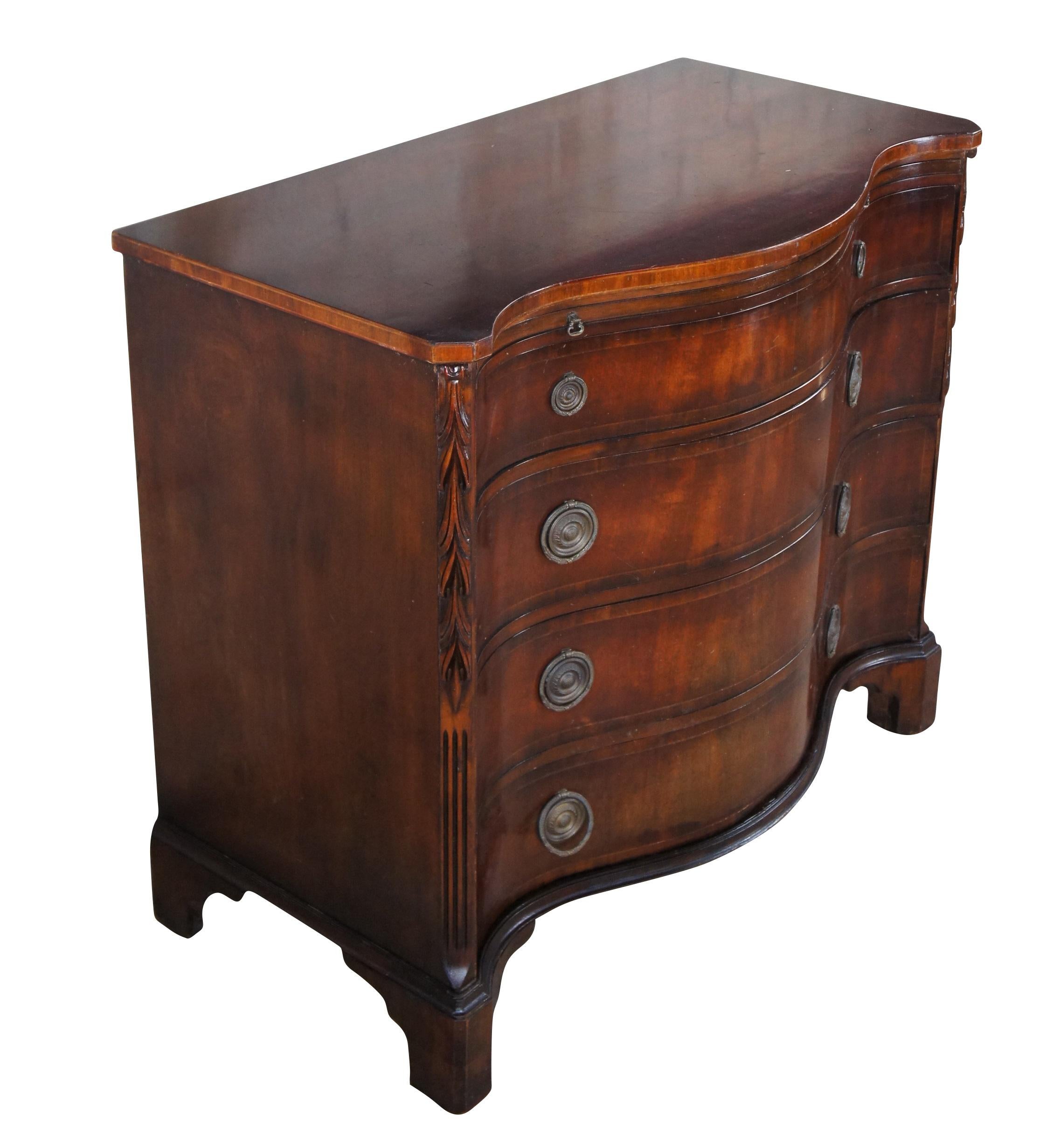 American Union National Georgian Style Serpentine Mahogany Bachelors Chest Buffet Dresser For Sale