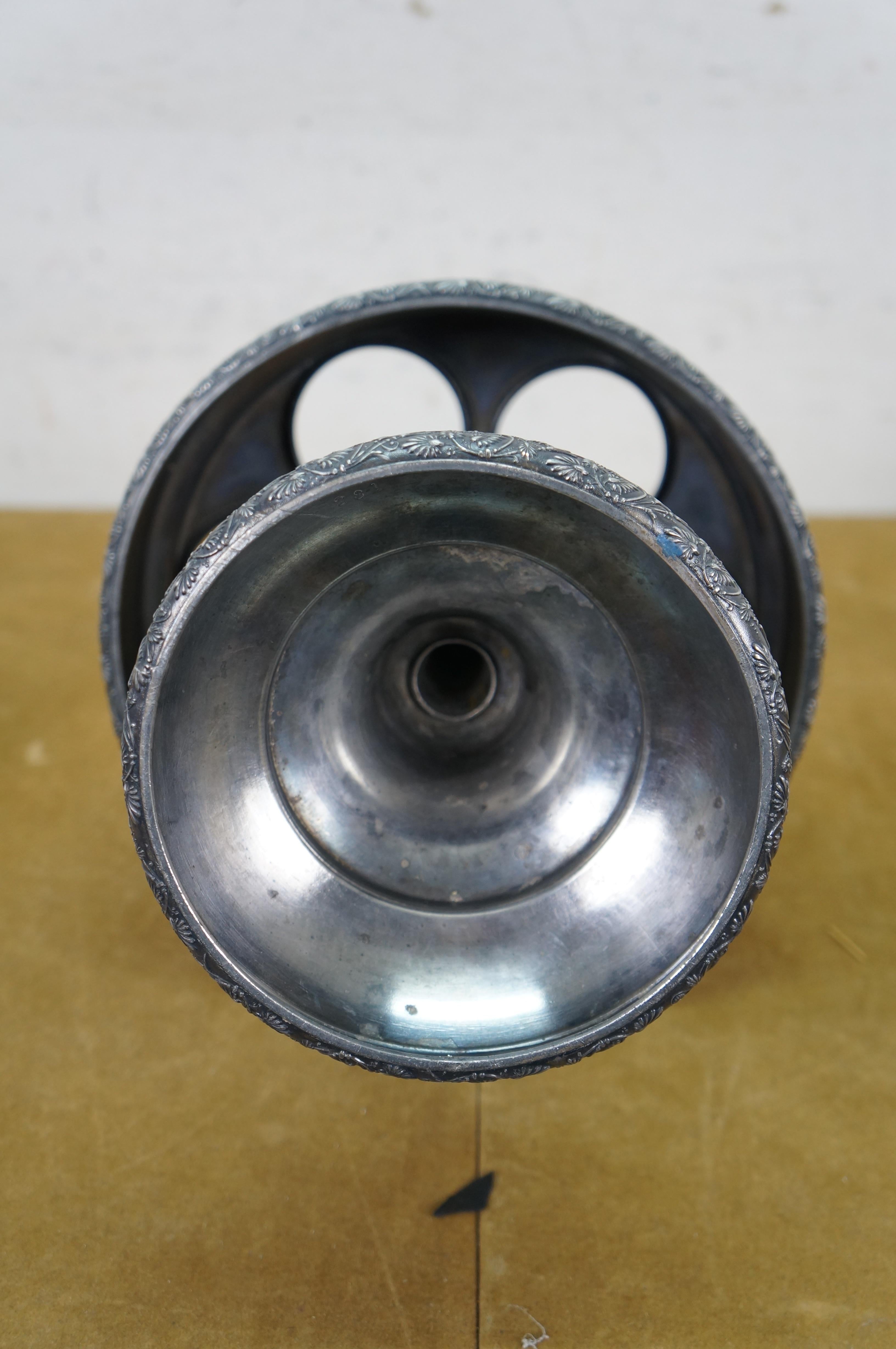 Antike viktorianische Silber Platte Floral geätzt rotierende Cruet Condiment Set 19