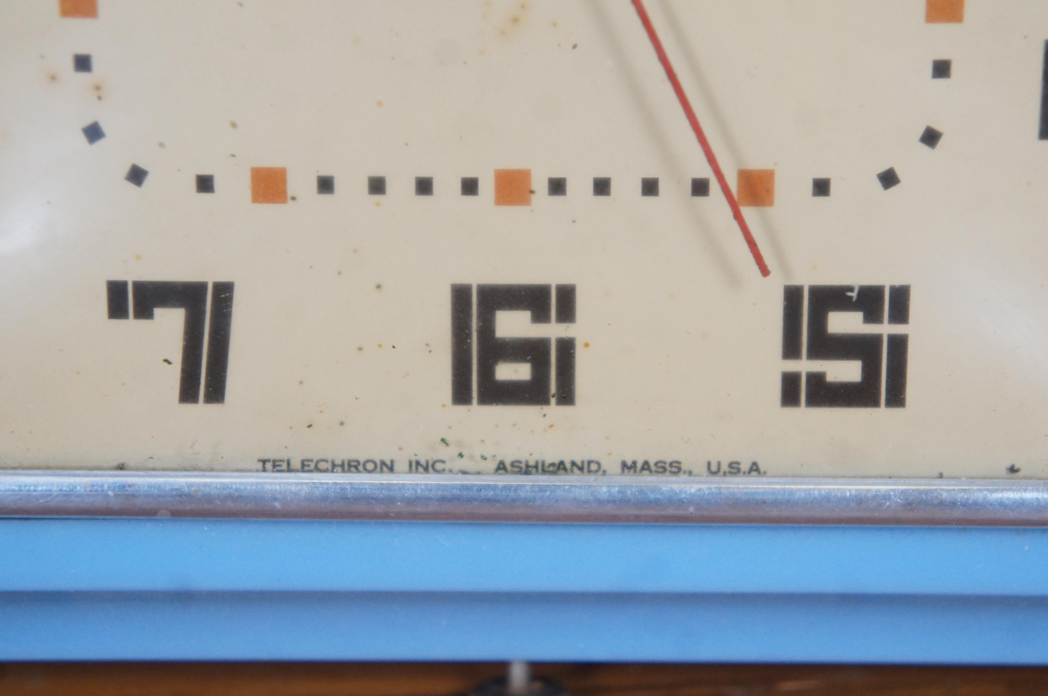 Mid Century Telechron 2H11 Electric Baby Blue Bakelite Kitchen Wall Clock 7