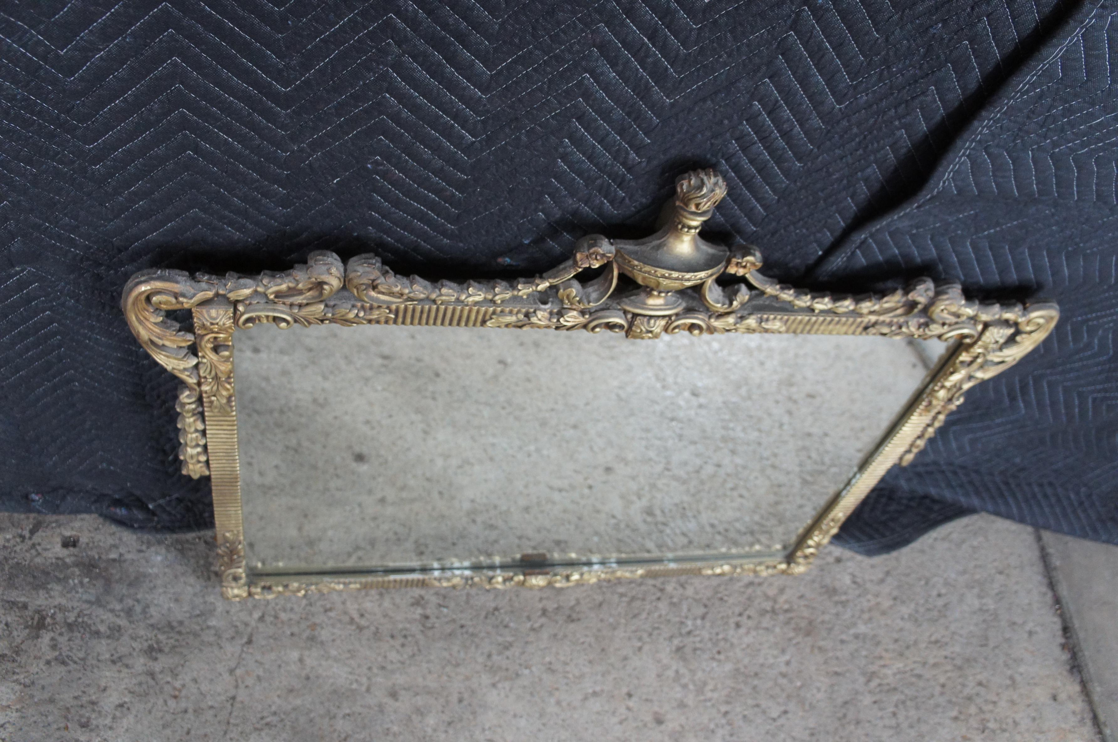 Antique Mirror francese dei primi del Novecento, neoclassico, Hollywood Regency, 39 pollici in vendita 4