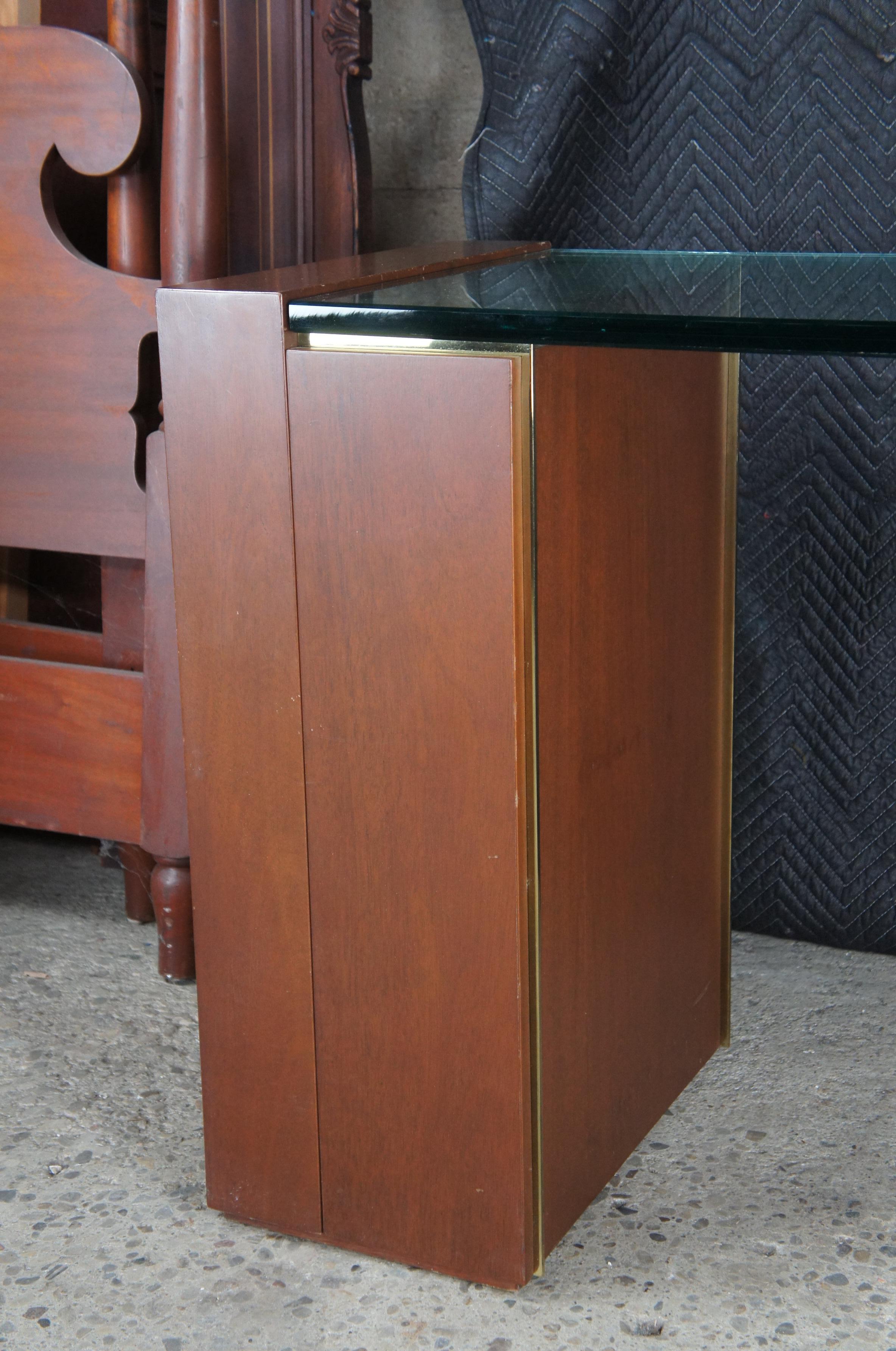 Large Post Modern Mahogany & Polished Glass Console Hall Sofa Table Sideboard In Fair Condition For Sale In Dayton, OH