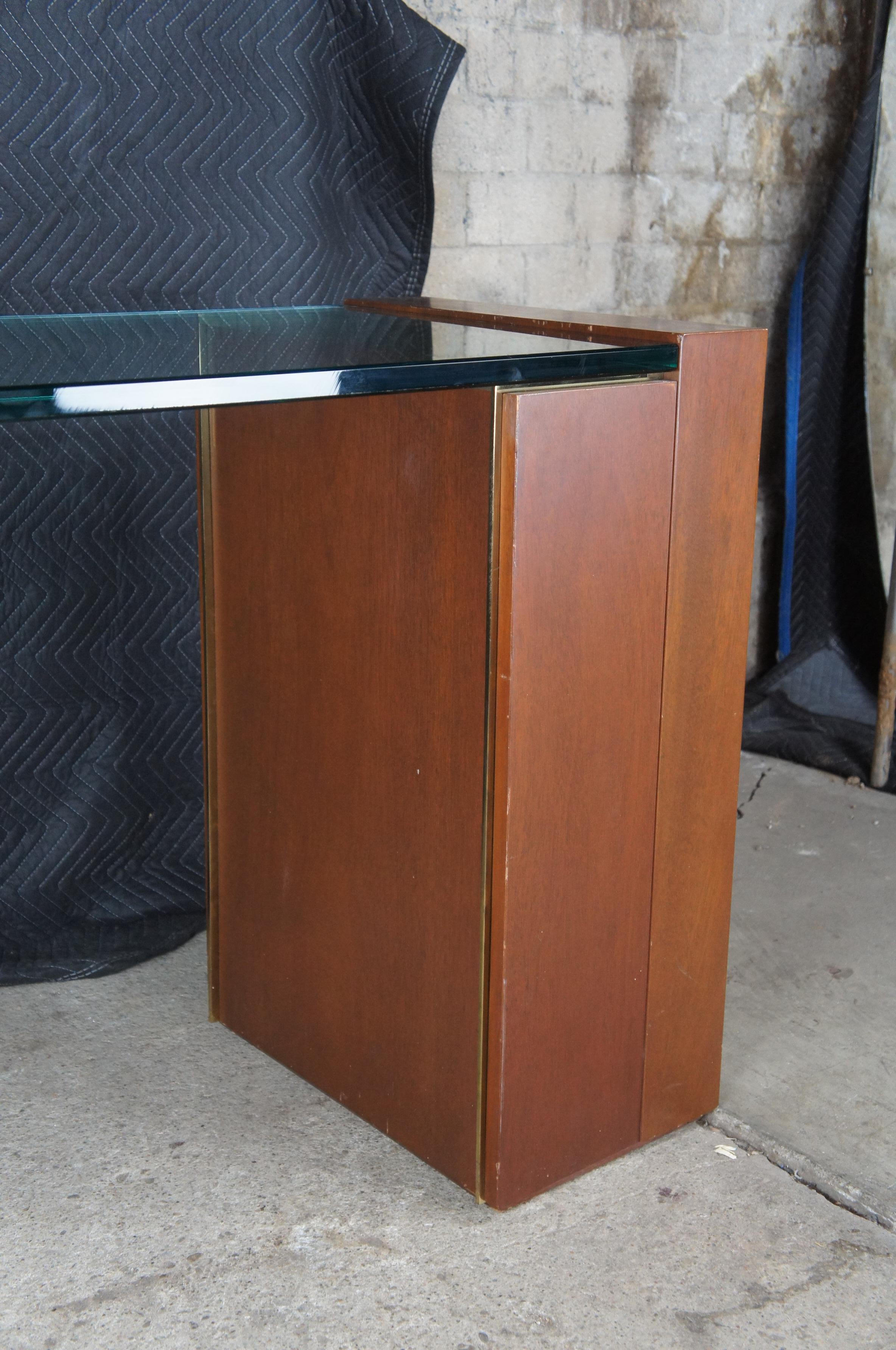 Large Post Modern Mahogany & Polished Glass Console Hall Sofa Table Sideboard For Sale 1