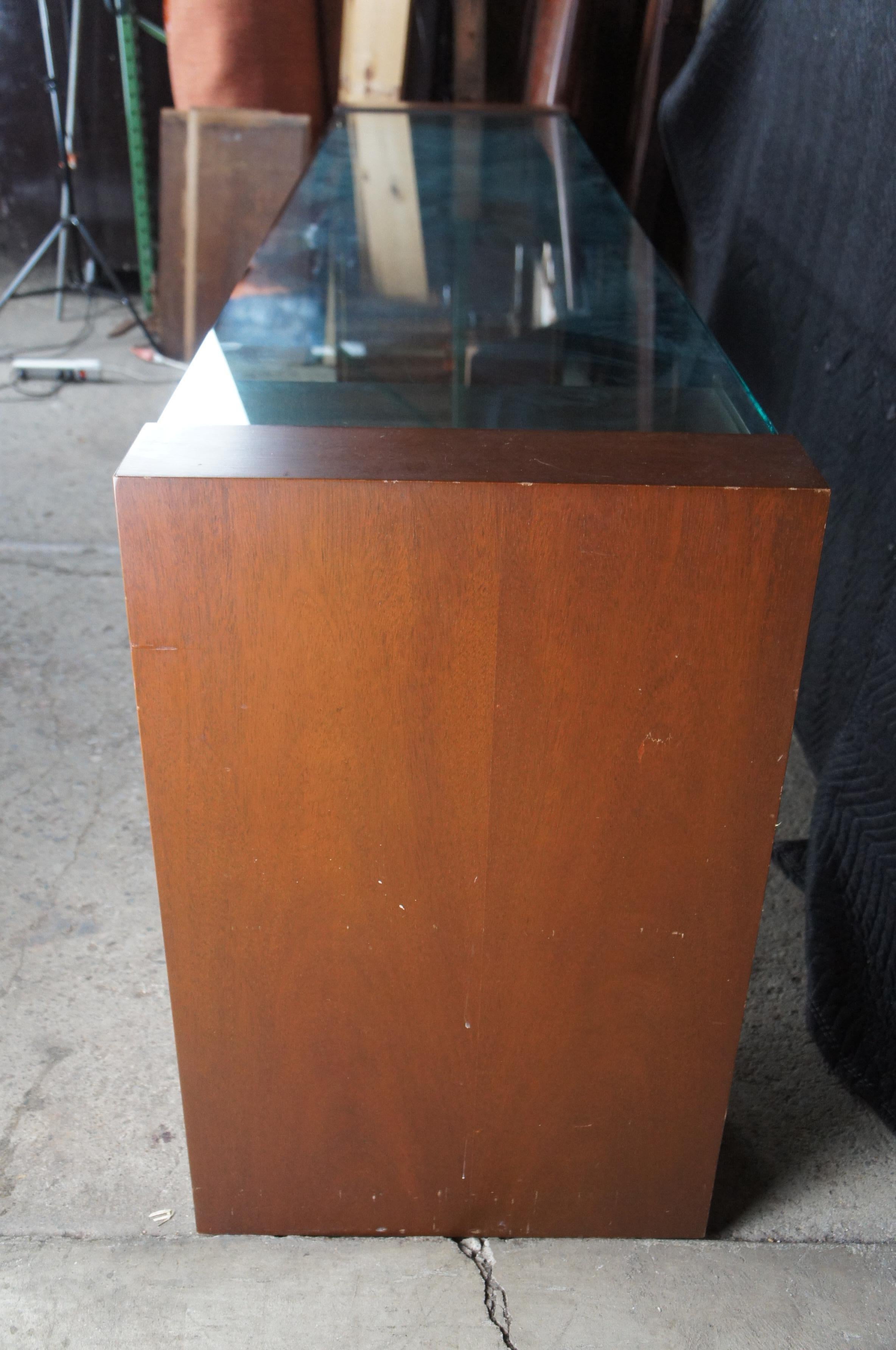 Large Post Modern Mahogany & Polished Glass Console Hall Sofa Table Sideboard For Sale 2
