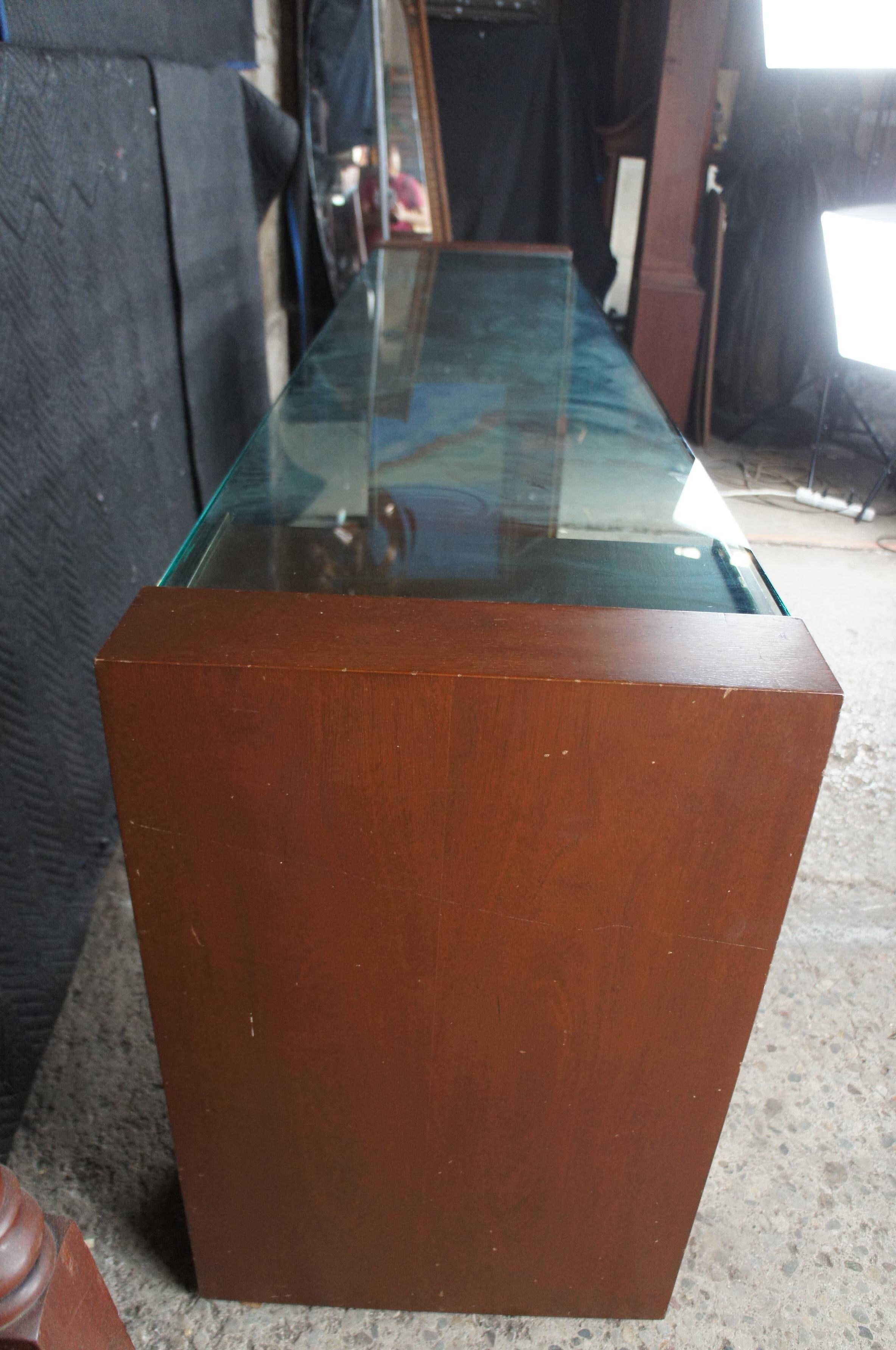 Large Post Modern Mahogany & Polished Glass Console Hall Sofa Table Sideboard For Sale 3