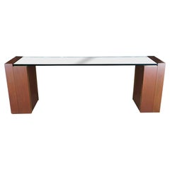Large Post Modern Mahogany & Polished Glass Console Hall Sofa Table Sideboard